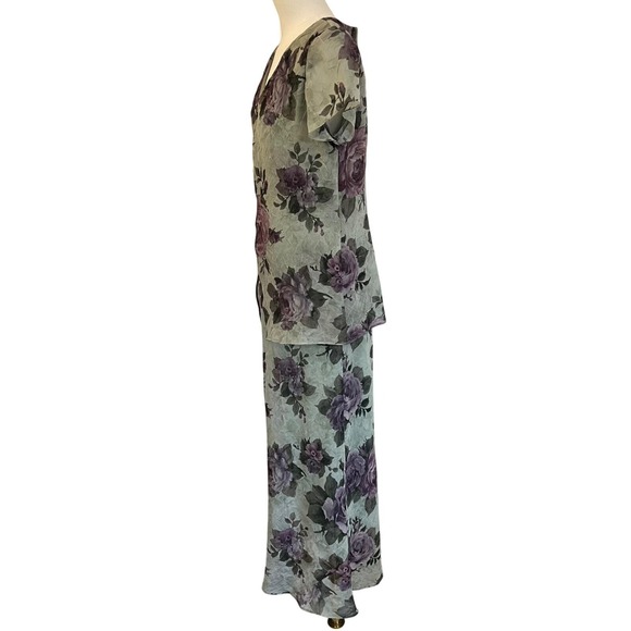 Vintage Jessica Howard Rose Floral Midi Dress 90s Grunge Goth Garden M - Picture 5 of 9